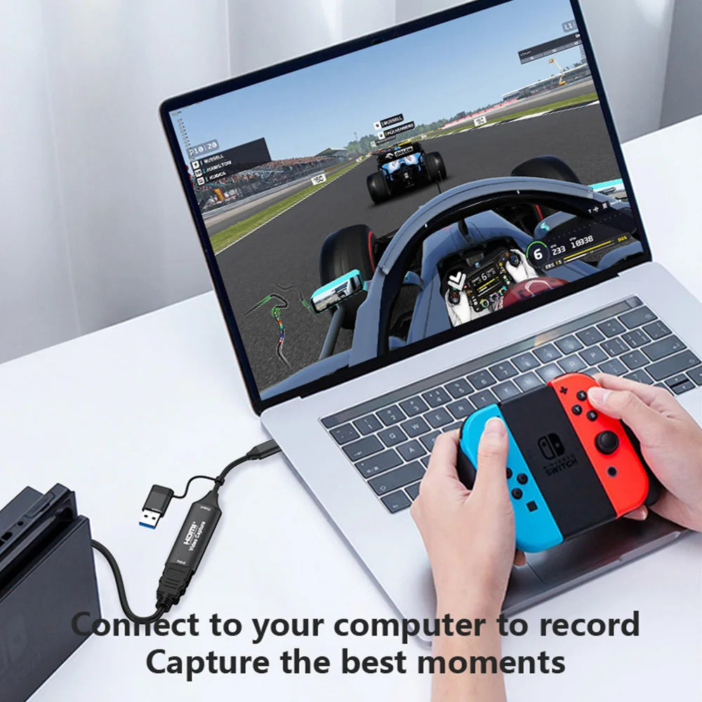 4K 2 in 1 USB 2.0 Video Capture Card USB/Type-C to HDMI 1080P Game Live  Recorder For PS4 PS5 Switch Xbox Windows Mac iPad