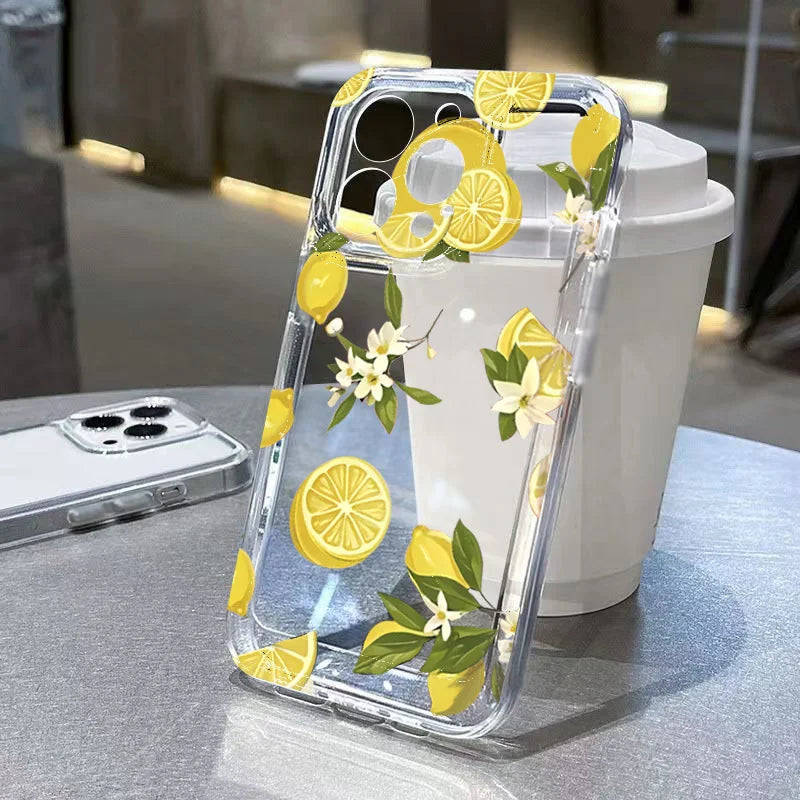 Summer Fruit Lemon Flower Clear Phone Case for Samsung Galaxy S25 S24 S23 S22 S21 FE Plus Ultra A56 A55 A35 A16 A54 A53 Cover