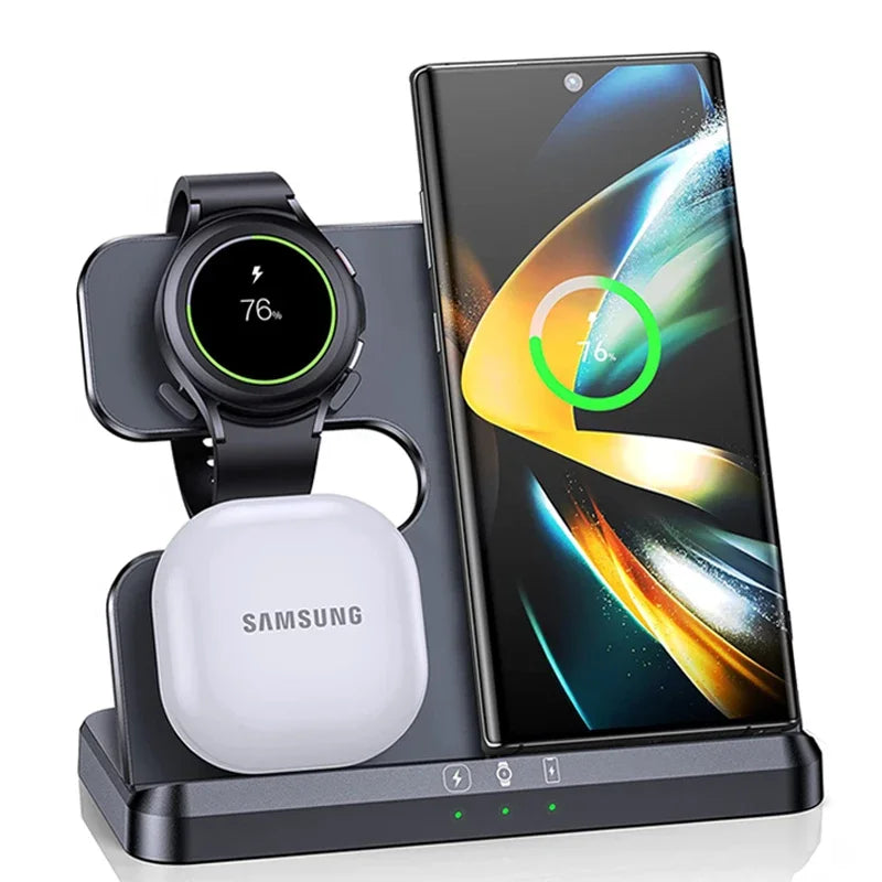3 in 1 Fast Wireless Charger Stand For Samsung S26 S25  Fold 6/5/4/3 Galaxy Watch 6 4 Pro Active 3/2 Buds Charging Dock Station