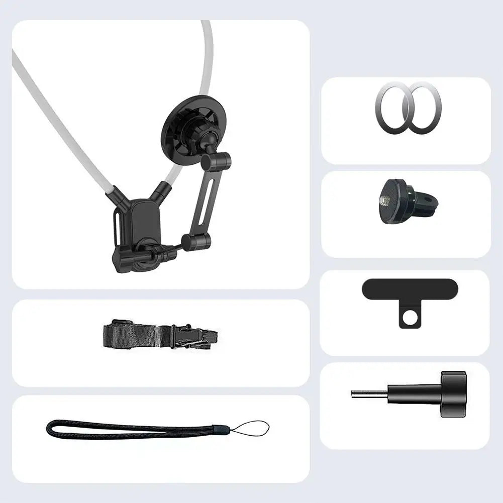 Neck-hanging Phone Holder Portable Hands-Free Flexible Phone Holder Magnetic or Clip Version First-person Perspective Shooting