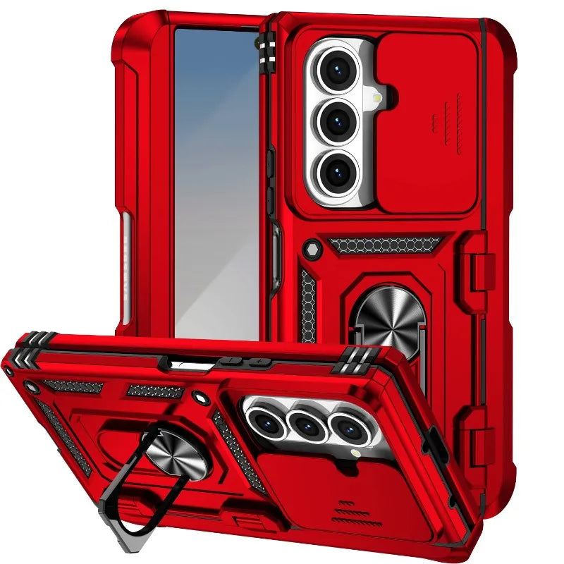 Military Heavy-duty 2IN1 Slide Camera Case For Samsung Galaxy Z Fold 7 6 5 4 Shockproof Car Magnetic Ring Stand Protective Cover
