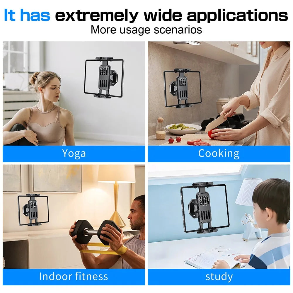 Wall Mount Phone Holder Tablet Stand Adjustable Clamp 360 Rotation Universal Bracket for iPhone iPad Kitchen Bathroom Bed