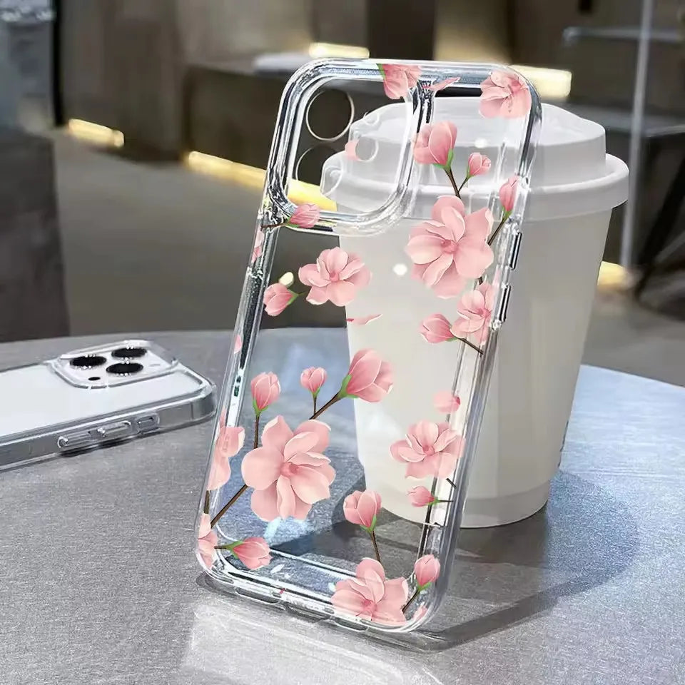 Summer Fruit Lemon Flower Clear Phone Case for Samsung Galaxy S25 S24 S23 S22 S21 FE Plus Ultra A56 A55 A35 A16 A54 A53 Cover