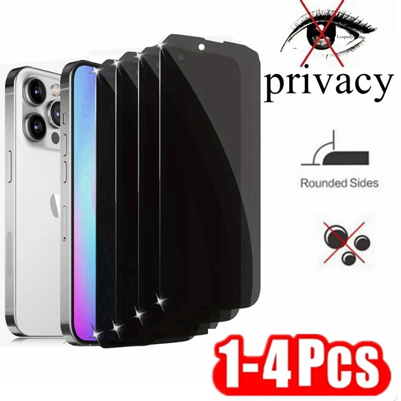 1-4PCS Anti-Peep Full Cover Screen Protector For iPhone 6-16 Series SE