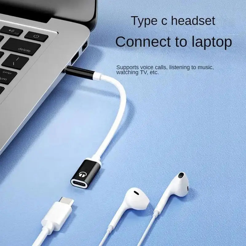 AUX Audio Cable 3.5mm Male to Typec Female Flat Head Earphone to Round Head Car Speaker Adapter Phone Converter Converter
