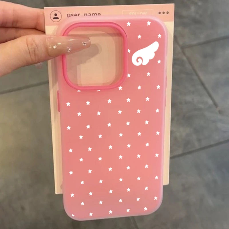 Korean Cute Aesthetics Star Angel Wings 2IN1 Phone Case For Xiaomi Redmi Note 15 14 13 12 11 Pro Plus 5G Redmi 14C 13C 4G Cover