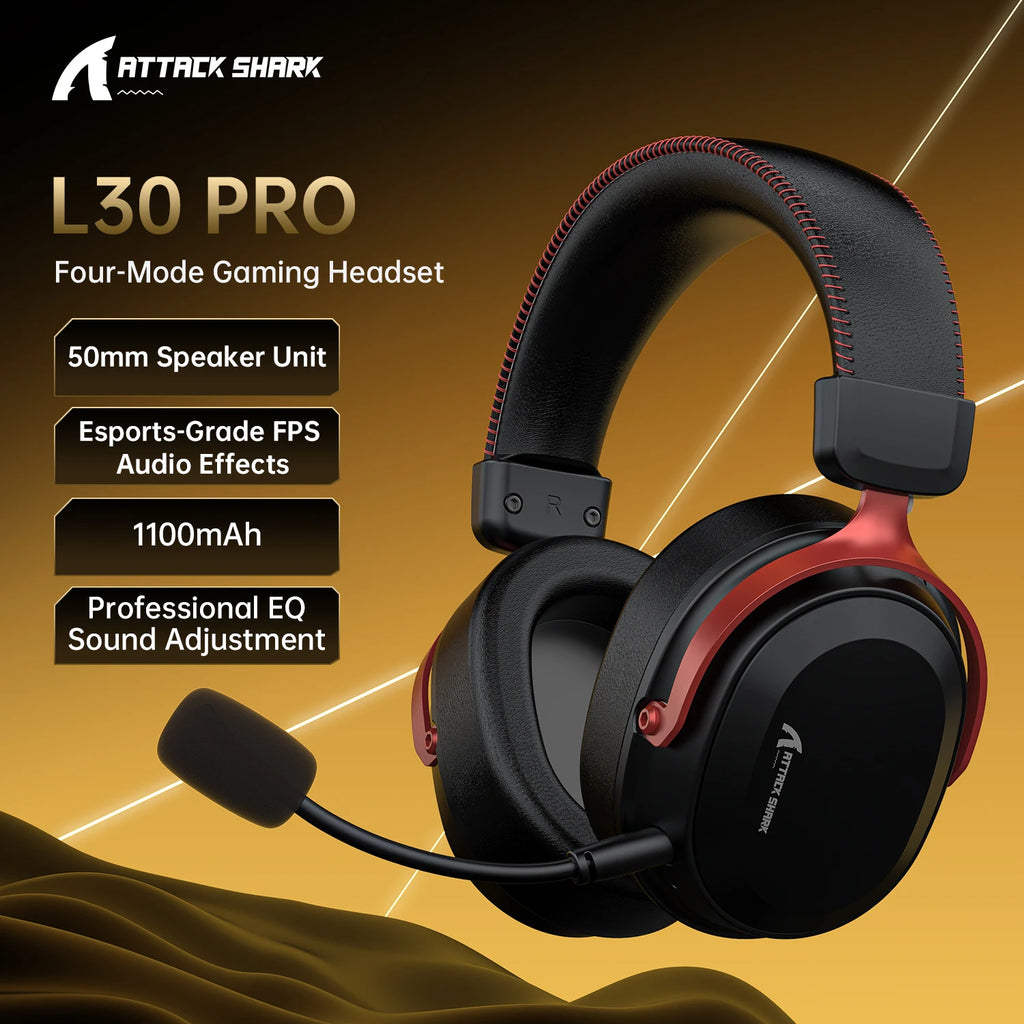 ATTACK SHARK L30PRO Noise Canceling Bluetooth Gaming Headphones 7.1 Channel Surround Sound Portable Audio Headphones