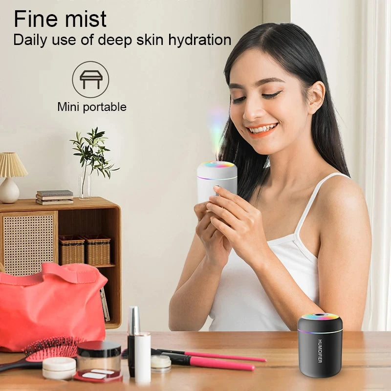 HOMEFISHMini Air Humidifier Usb Aroma Diffuser Essential Oil Purifier Cool Mist Sprayer  Home BedroomLED Desktop humidificador