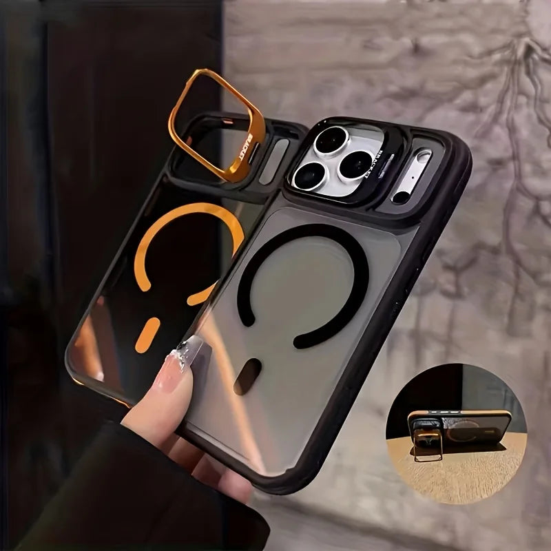 Luxury Matte Transparent for Magsafe Kickstand Stand Phone Case for IPhone 17 13 12 11 Pro Max 16 15 14 Plus Magnetic Back Cover