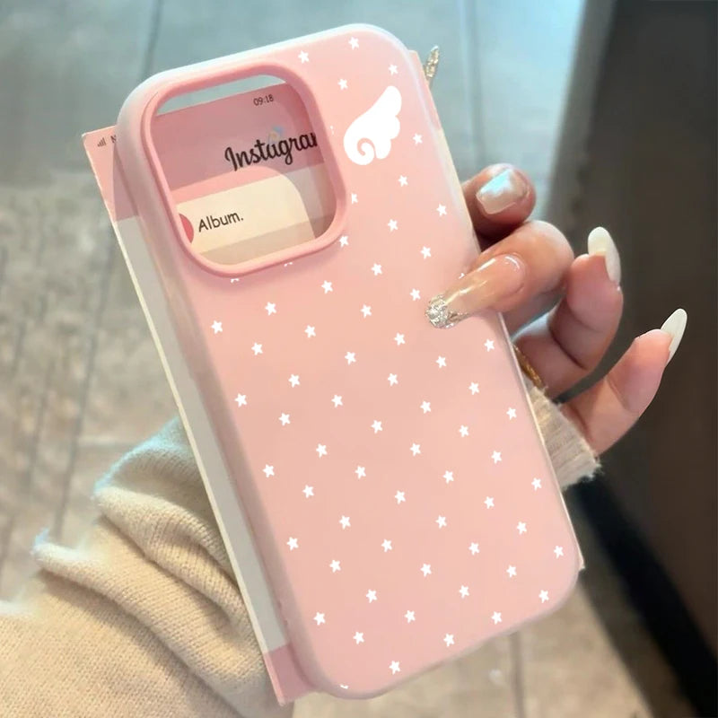 Korean Cute Aesthetics Star Angel Wings 2IN1 Phone Case For Xiaomi Redmi Note 15 14 13 12 11 Pro Plus 5G Redmi 14C 13C 4G Cover