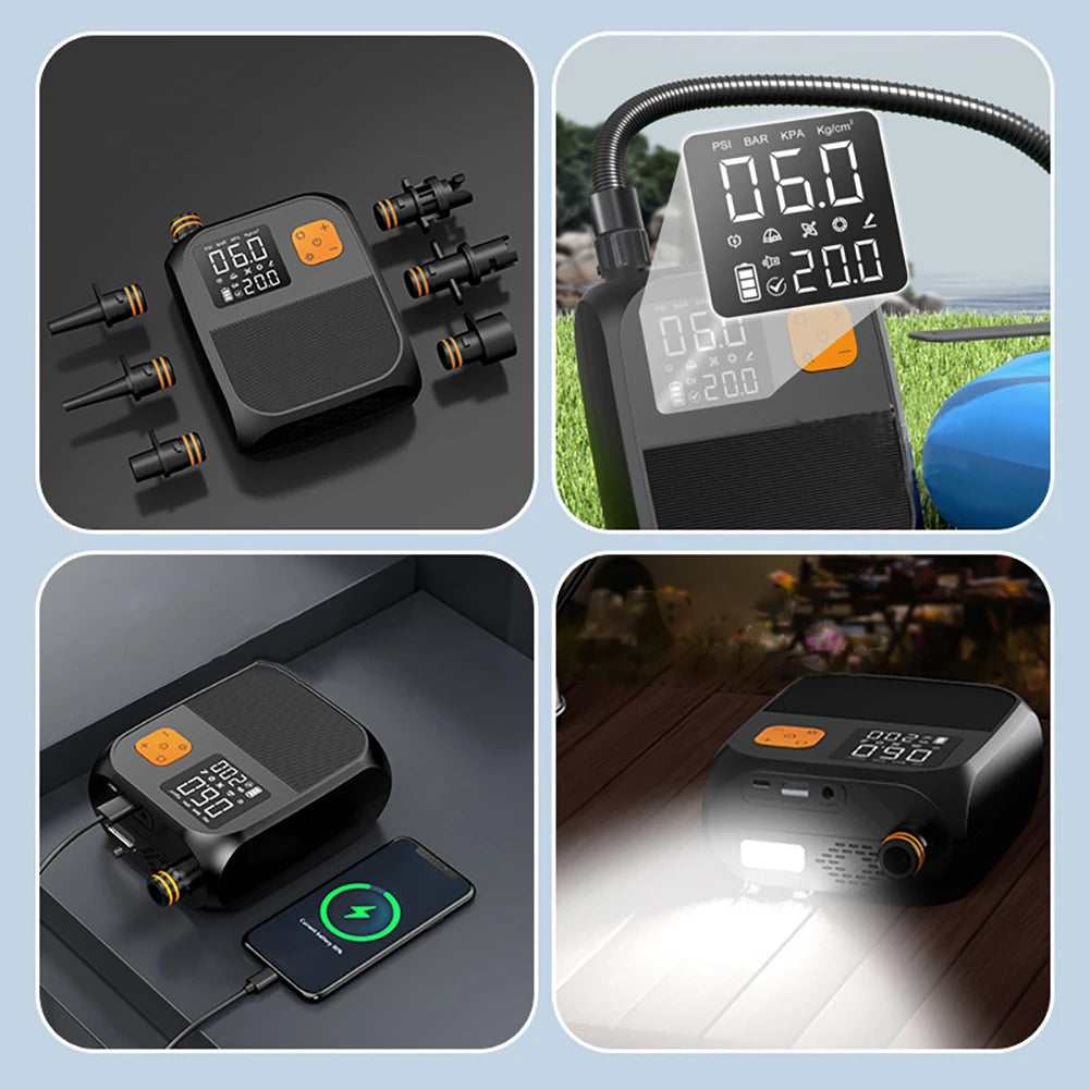 Portable Electric Air Pump, 80W Wireless SUP Pump, Rechargeable 8000mAh Battery Paddle Board Pump,For Inflatables,Boats