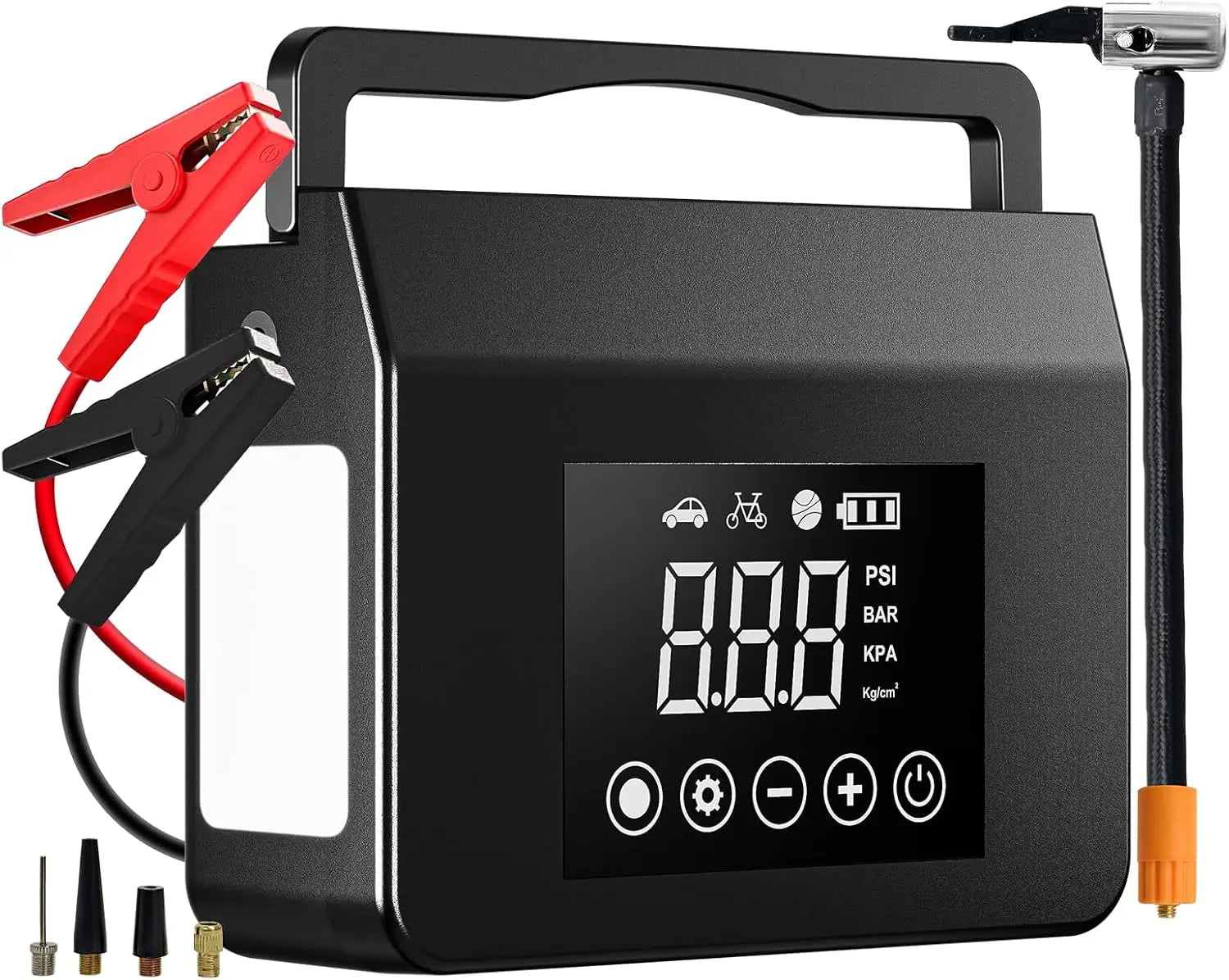 4000A Portable Jump Starter with Air Compressor, 12V Car Battery Power, 150PSI Tire Inflator, 15000mAh PowerBank & Quick Charge
