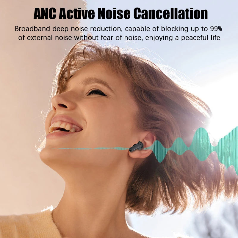 BOSECXT TOUR PRO6 TWS Wireless Bluetooth Earphones Smart Touch Screen ANC Active Noise Cancellation Earbuds Heavy Bass Earbuds