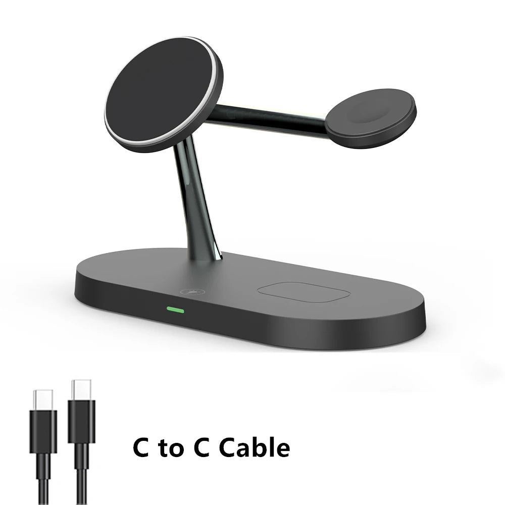 3 in 1 Magnetic Wireless Charger Stand For iPhone 12 13 14 15 16 Fast Charging Station for Apple Watch 10 9 8 7 6 5 Airpods Pro