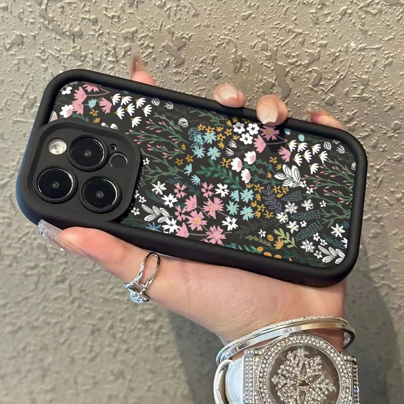 Pink High-bamboo Floral Pattern iPhone Case For Xiaomi Redmi Note 14 13 12 11 Pro Plus 5G Bumper Cover For Redmi 14C 13C Fundas
