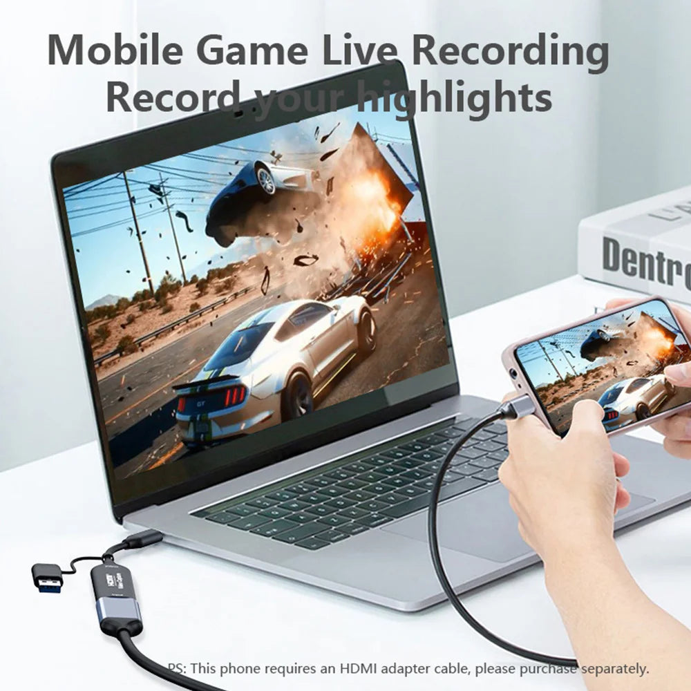 4K 2 in 1 USB 2.0 Video Capture Card USB/Type-C to HDMI 1080P Game Live  Recorder For PS4 PS5 Switch Xbox Windows Mac iPad