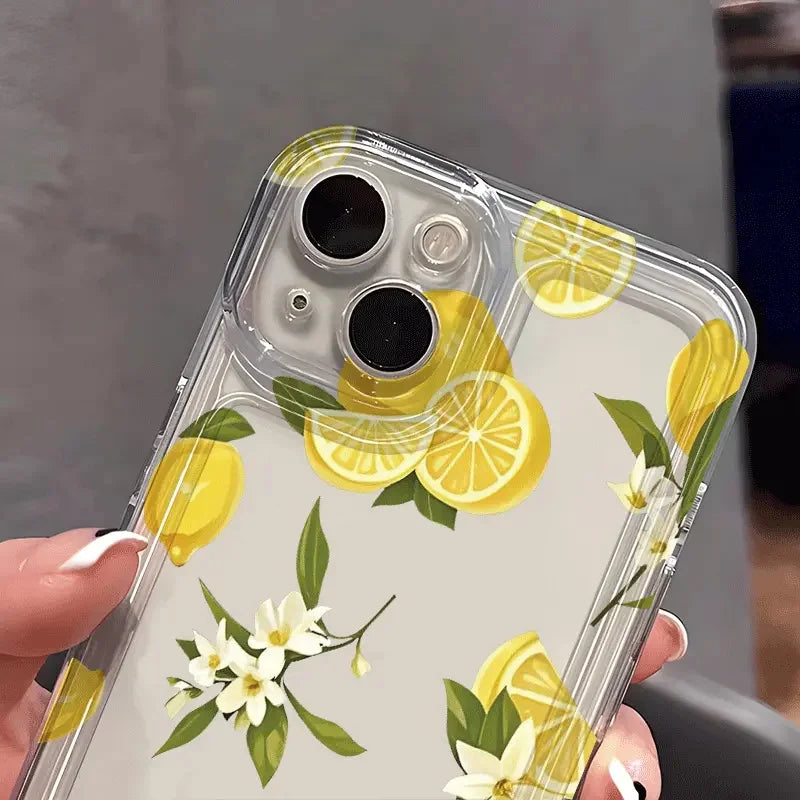 Summer Fruit Lemon Flower Clear Phone Case for Samsung Galaxy S25 S24 S23 S22 S21 FE Plus Ultra A56 A55 A35 A16 A54 A53 Cover
