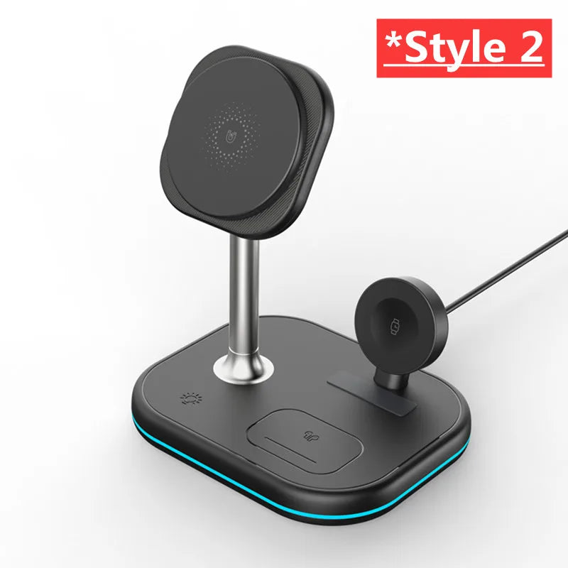 3 In 1 Magnetic Wireless Charger Stand For Magsafe iPhone 16 15 14 13 Pro Max Apple Watch 9 8 AirPods Pro Fast Charging Station