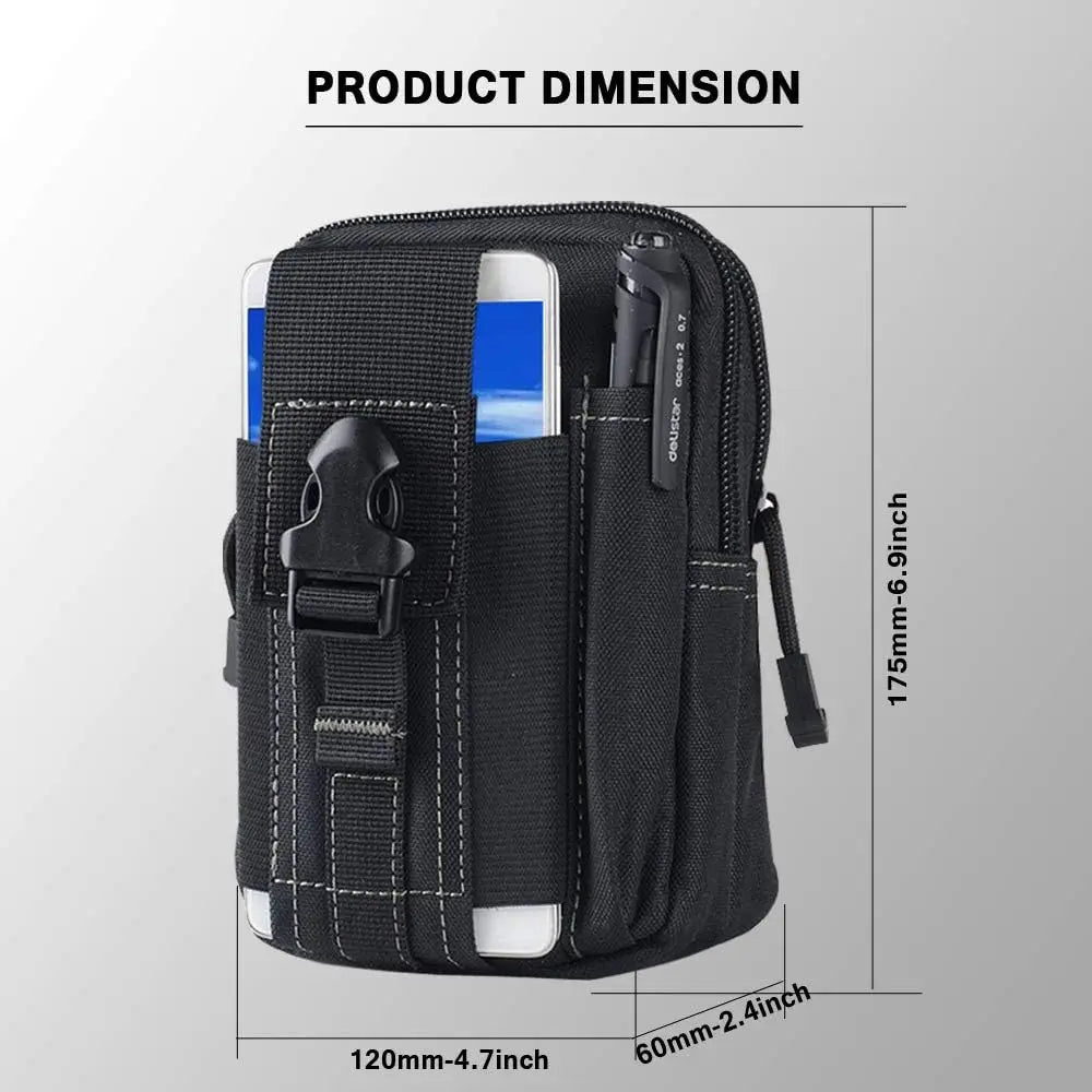 Tactical Molle Belt Pouch Military Waist Bag EDC Tool Organizer Phone Holster Holder For Men Outdoor Hiking Camping Hunting Gear