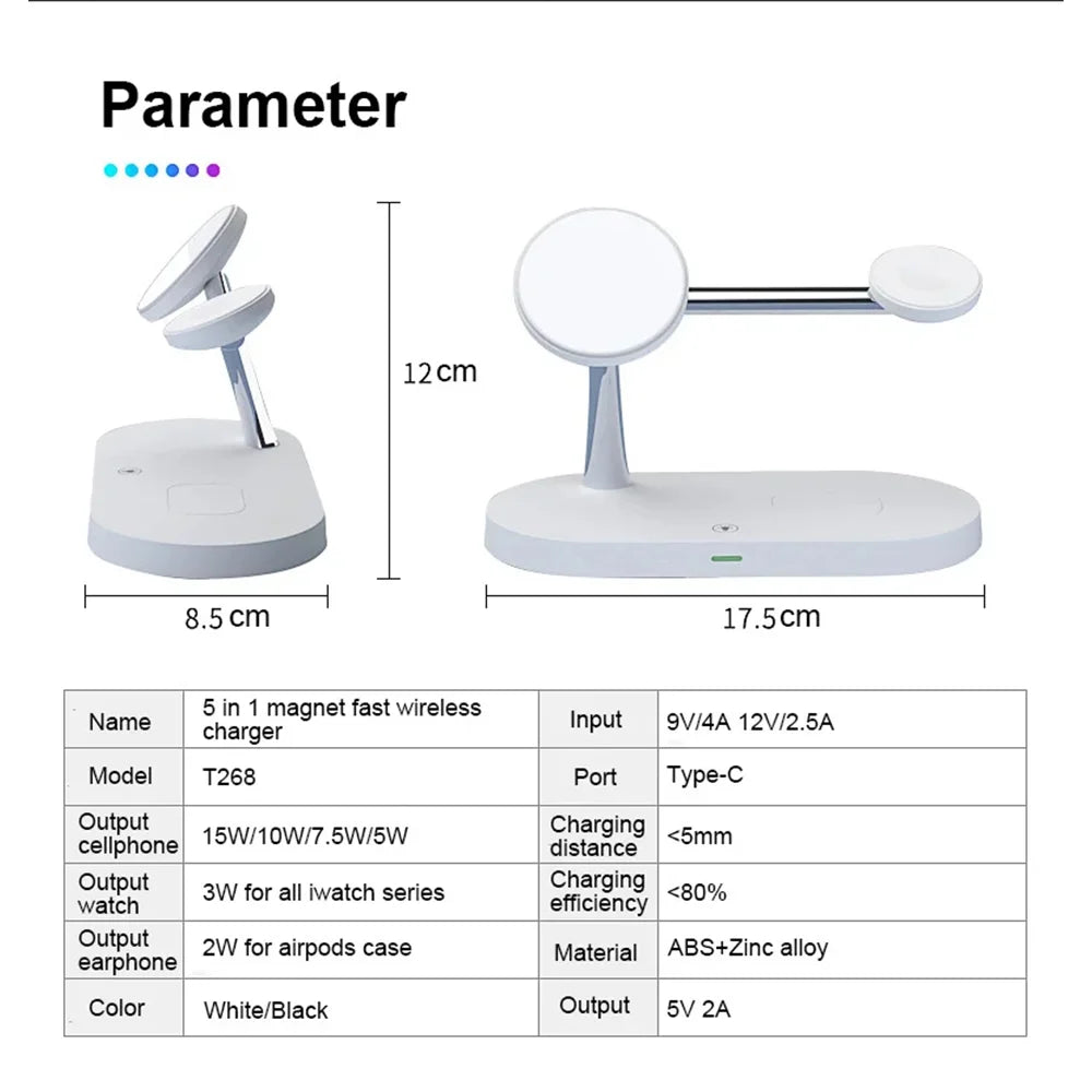 3 in 1 Magnetic Wireless Charger Stand For iPhone 12 13 14 15 16 Fast Charging Station for Apple Watch 10 9 8 7 6 5 Airpods Pro