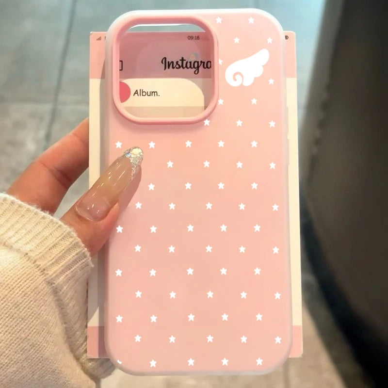 Korean Cute Aesthetics Star Angel Wings 2IN1 Phone Case For Xiaomi Redmi Note 15 14 13 12 11 Pro Plus 5G Redmi 14C 13C 4G Cover