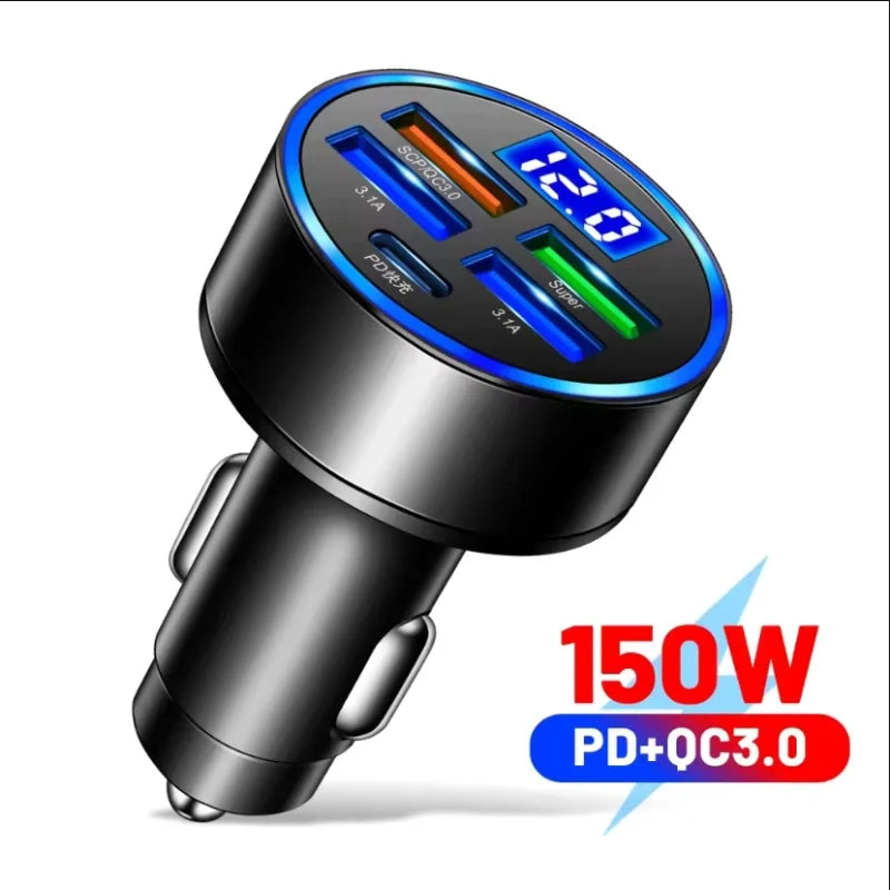 100W/200W QC3.0 PD Mini Car Charger 12-24V Lighter Fast Charging Car USB Type C Charger for Xiaomi Samsung Huawei iPhone Power