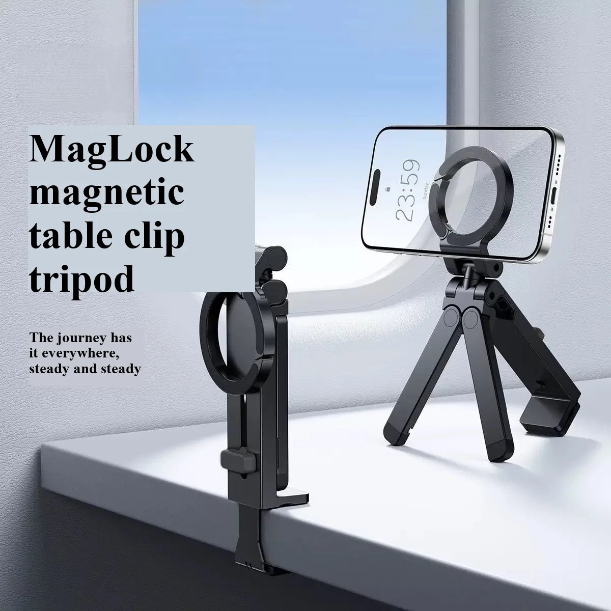 New magnetic phone holder, desktop clip holder, tripod, rotating outdoor travel mountaineering portable desktop holder