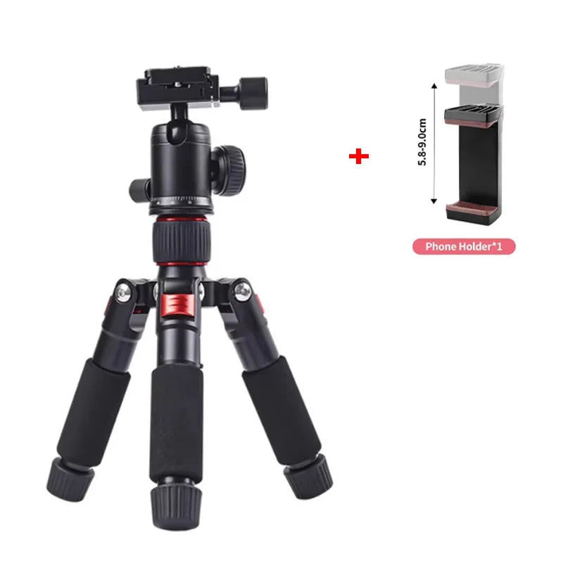 Portable tripod, lightweight travel stand, desktop video mini tripod with 360 degree ball head, suitable for outdoor travel shoo