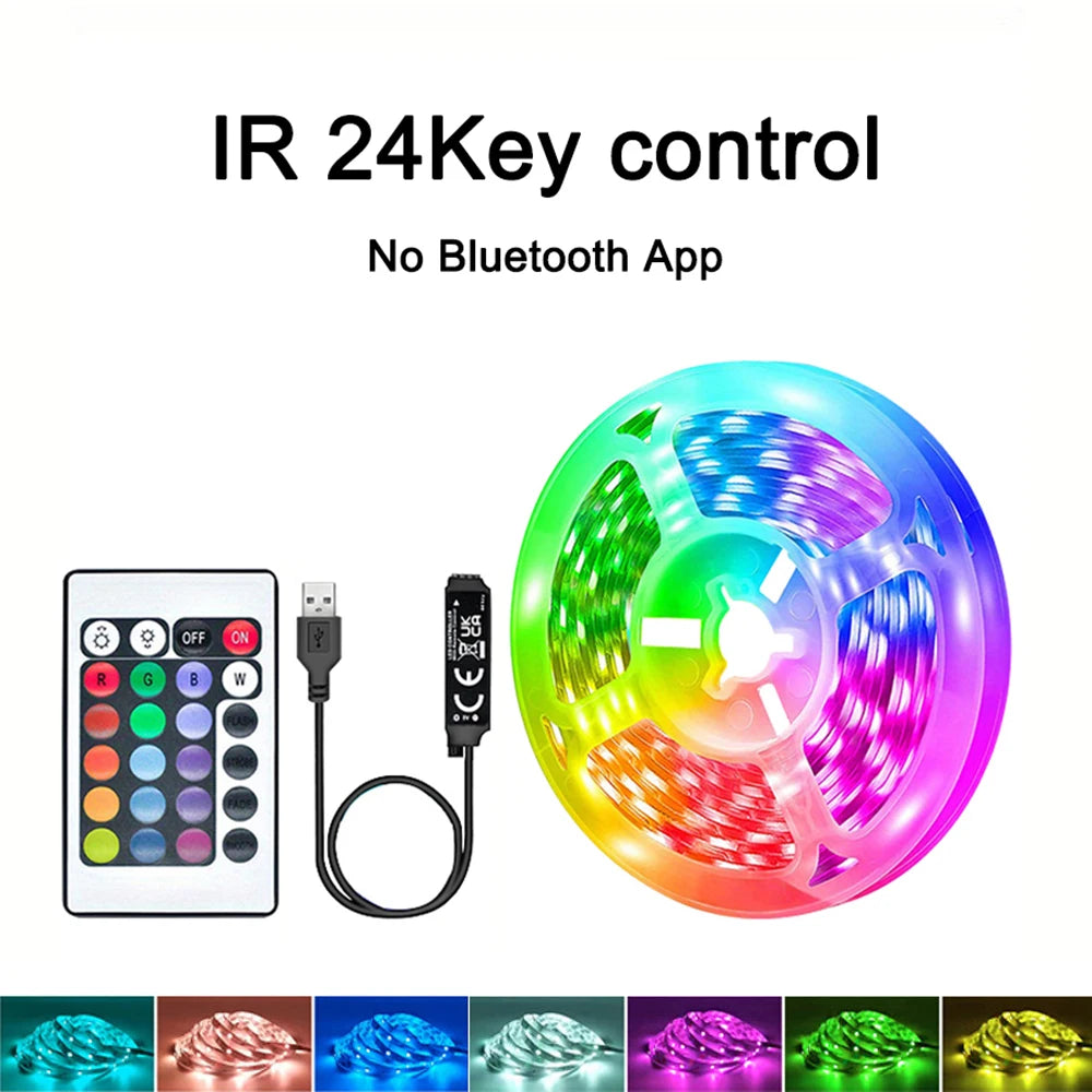 RGB LED Strip Light 1-40m with Music Sync, 44-Key Remote & APP Control, 5V USB Flexible Tape for Home TV Backlight Decor