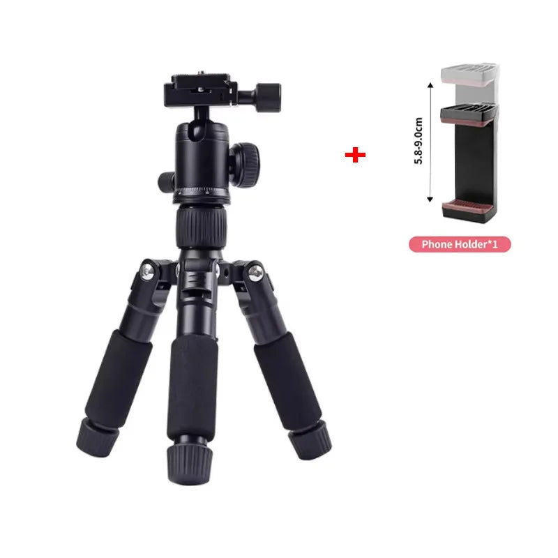 Portable tripod, lightweight travel stand, desktop video mini tripod with 360 degree ball head, suitable for outdoor travel shoo