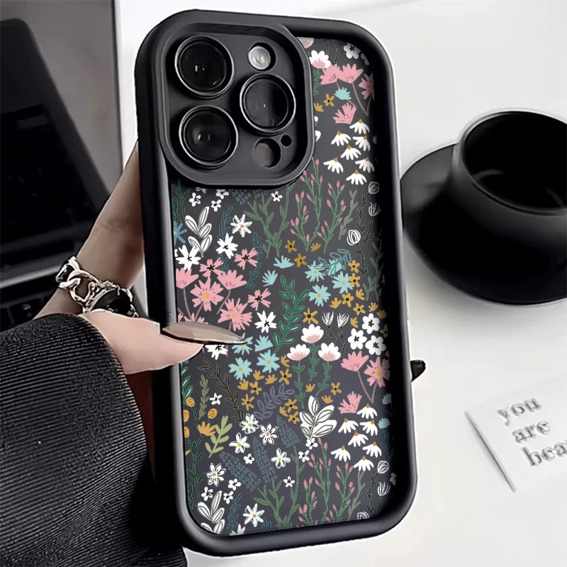 Pink High-bamboo Floral Pattern iPhone Case For Xiaomi Redmi Note 14 13 12 11 Pro Plus 5G Bumper Cover For Redmi 14C 13C Fundas