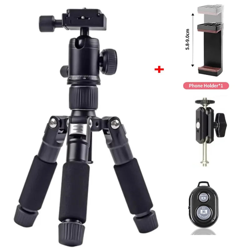 Portable tripod, lightweight travel stand, desktop video mini tripod with 360 degree ball head, suitable for outdoor travel shoo