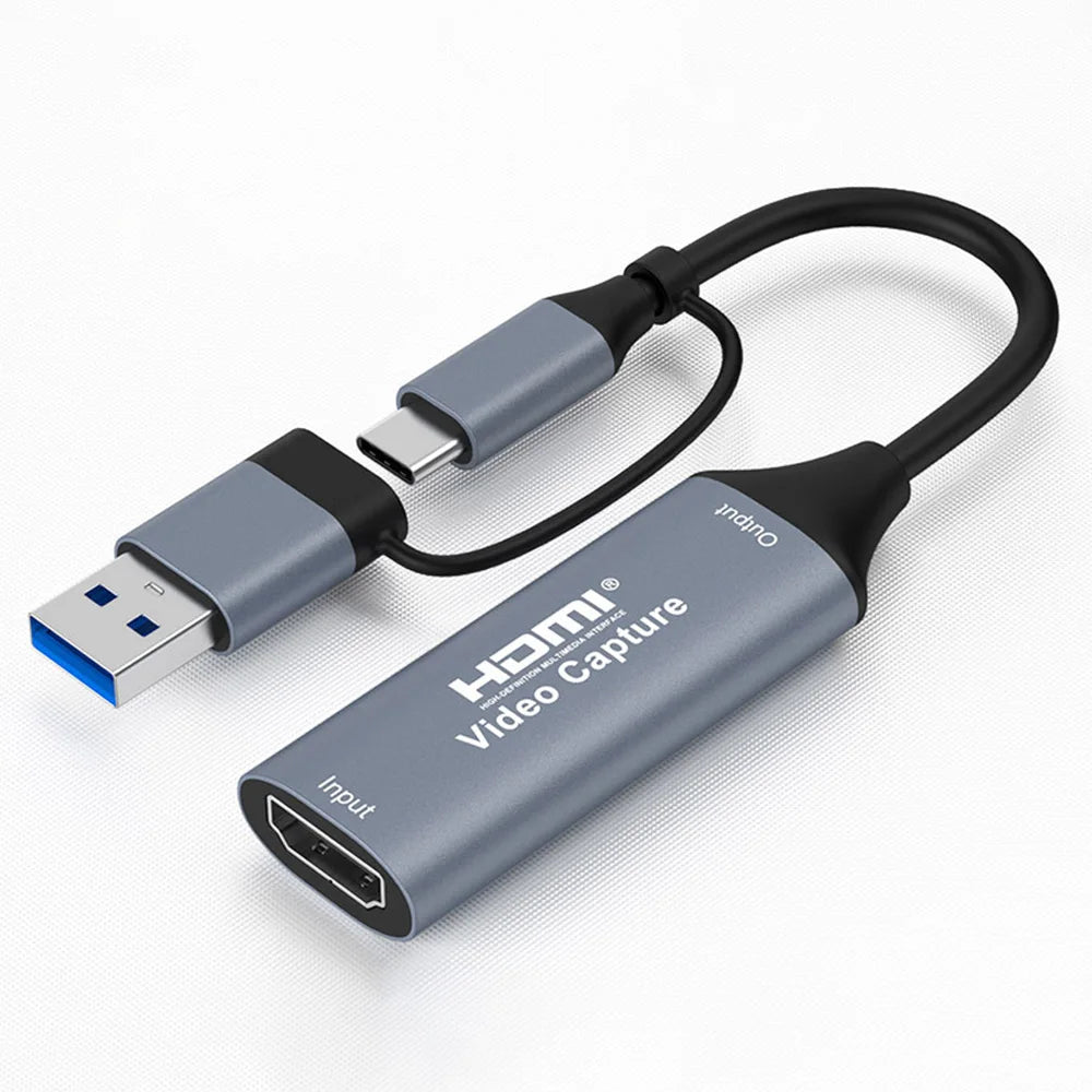 4K 2 in 1 USB 2.0 Video Capture Card USB/Type-C to HDMI 1080P Game Live  Recorder For PS4 PS5 Switch Xbox Windows Mac iPad