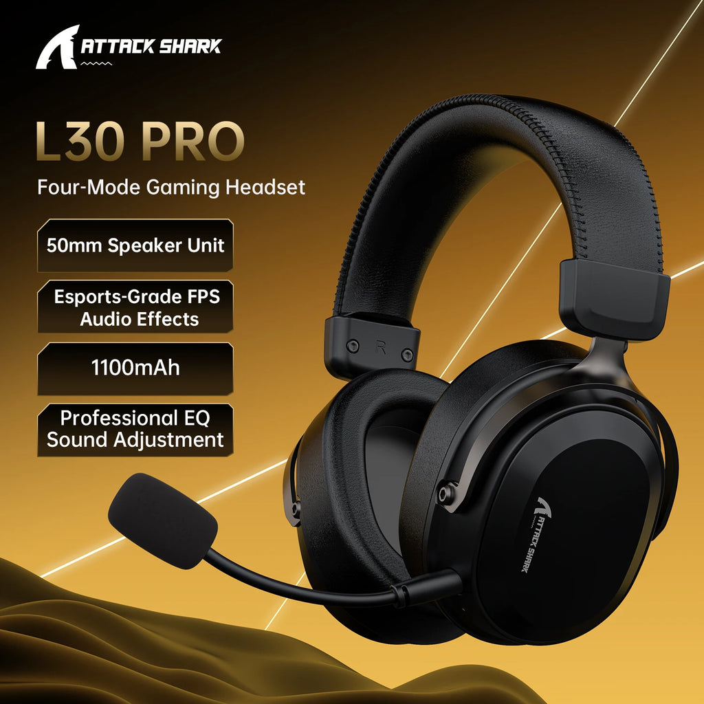 ATTACK SHARK L30PRO Noise Canceling Bluetooth Gaming Headphones 7.1 Channel Surround Sound Portable Audio Headphones