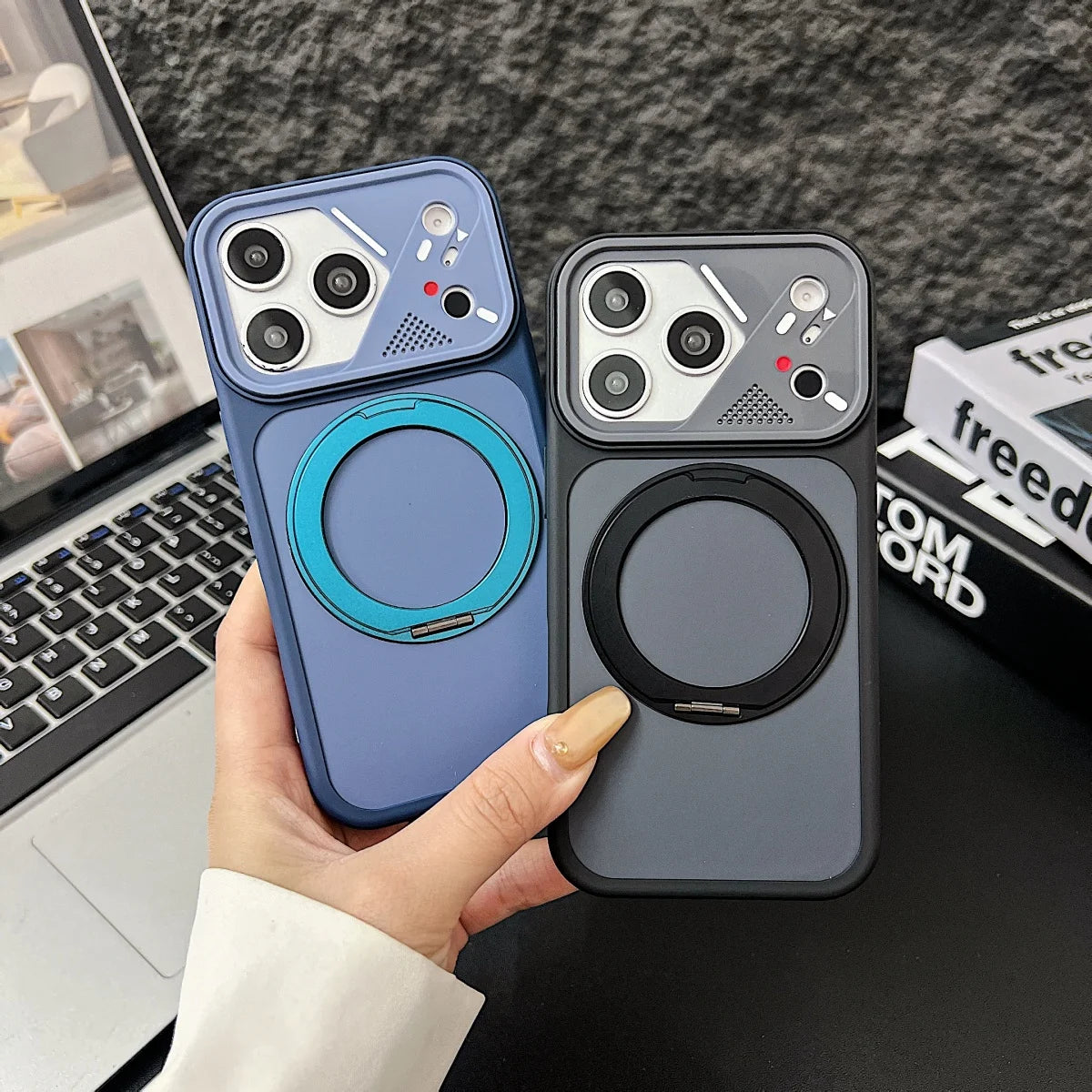 360° Rotate Bracket Magnetic Phone Case For iPhone Air 17 16 15 14 13 12 Pro Max 11 Plus 17E 16E For Magsafe Metal Stand Cover