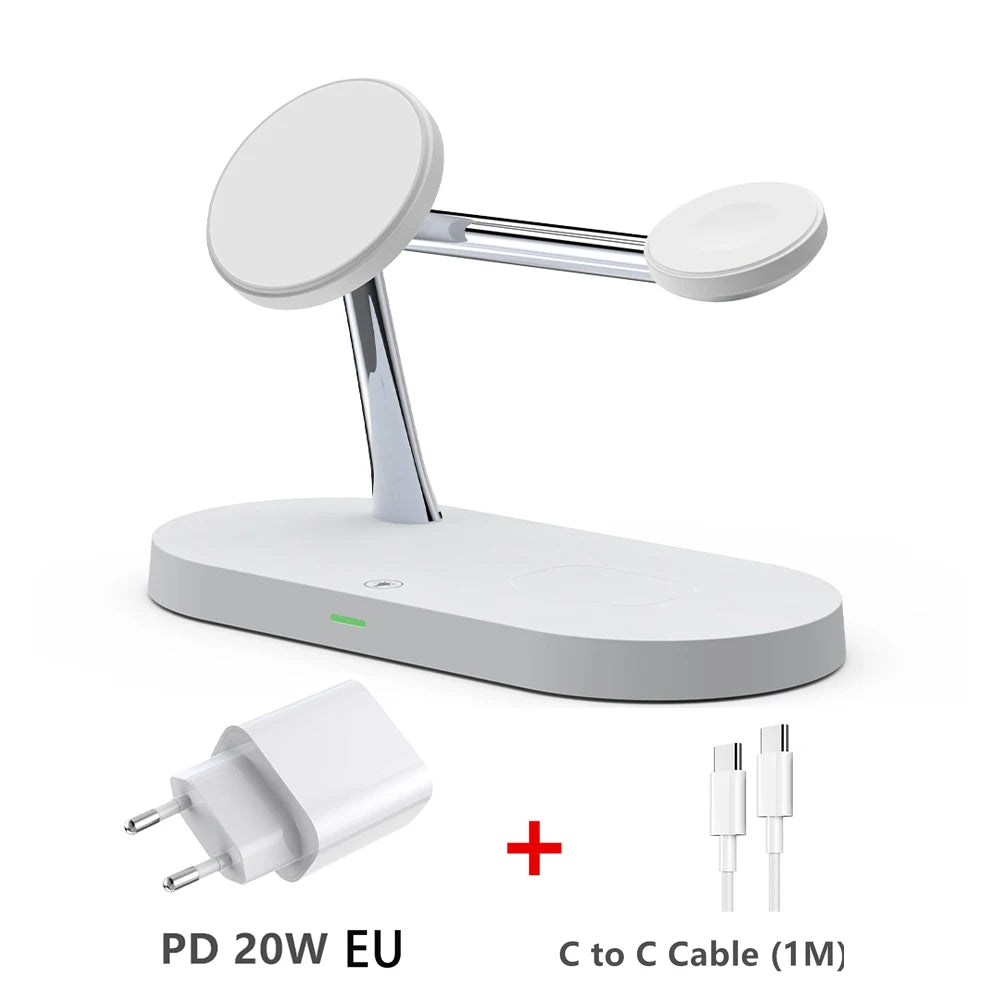3 in 1 Magnetic Wireless Charger Stand For iPhone 12 13 14 15 16 Fast Charging Station for Apple Watch 10 9 8 7 6 5 Airpods Pro