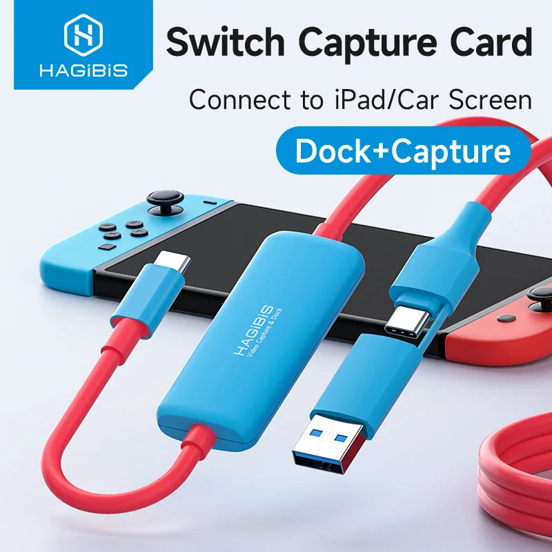 Hagibis USB3.0 Video Capture Card with 100W PD USB C to USB A/C Live and Record Video Audio Gaming for Quest 2 3 Switch 1/2 ROG