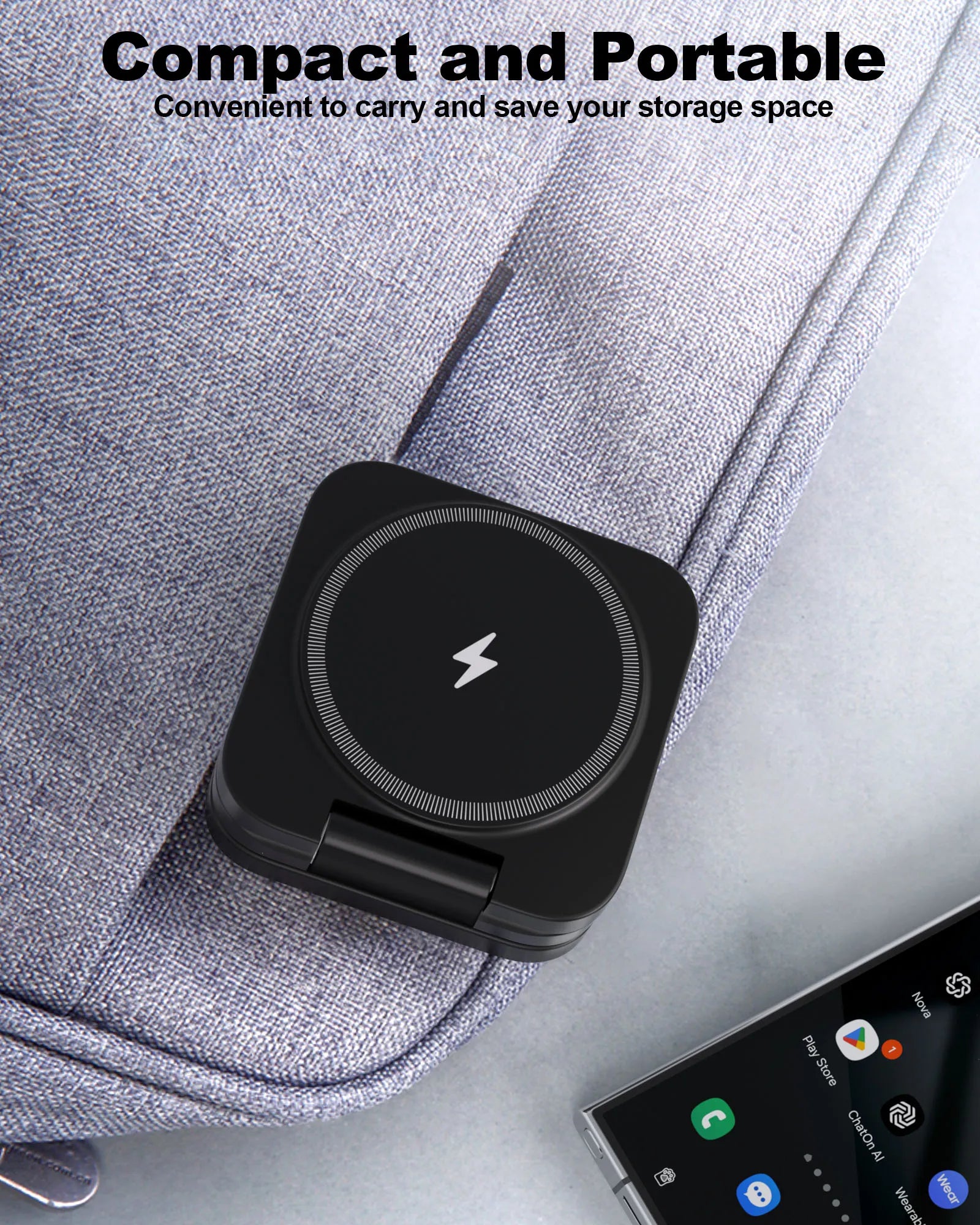 3 in 1 Wireless Charger Station for Samsung  Galaxy S24 Ultra S23 S22 Note 20 Z Fold Flip 6 5, Galaxy Watch Ultra 7 6 5, Buds