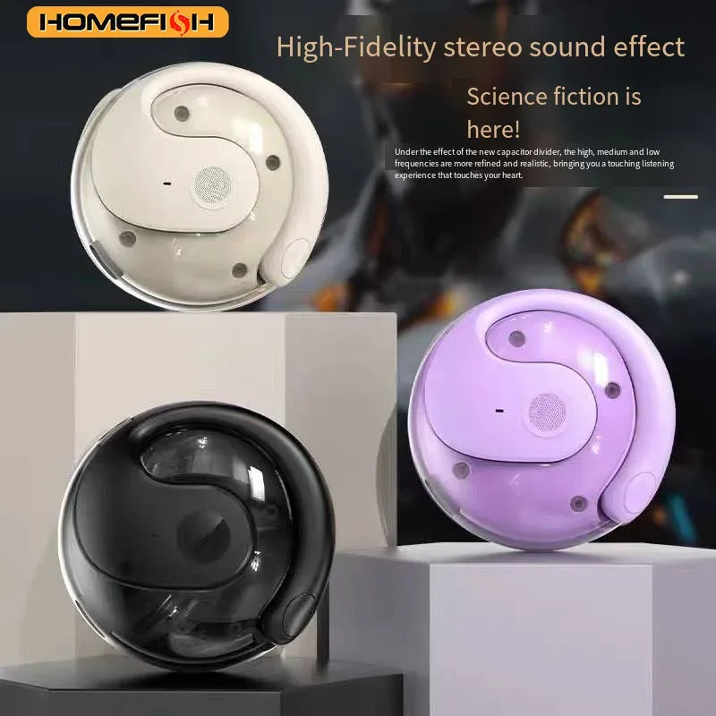 HOMEFISH New Open Ear Wireless Translation Earbuds Bluetooth 5.4 AI Real-time Translator Headphones Sports Earphones with Mic