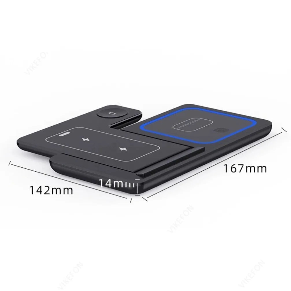 Foldable 3 in 1 Wireless Charging Station for iPhone 17 16 15 14 13 12 Pro Max iWatch 11 Airpods Pro 4/3 Fast Charger Stand Dock