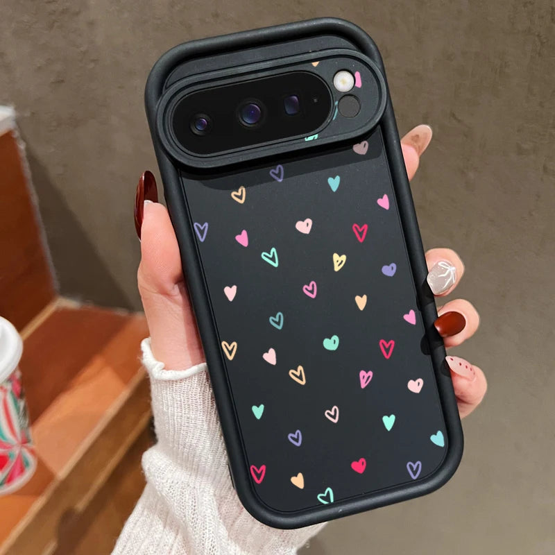 Colorful Little Hearts Soft Case For Google Pixel 10 9 8 7 Pro 9A 8A 7A Pixel 9 10 Pro XL Shockproof Solid Color TPU Phone Cover