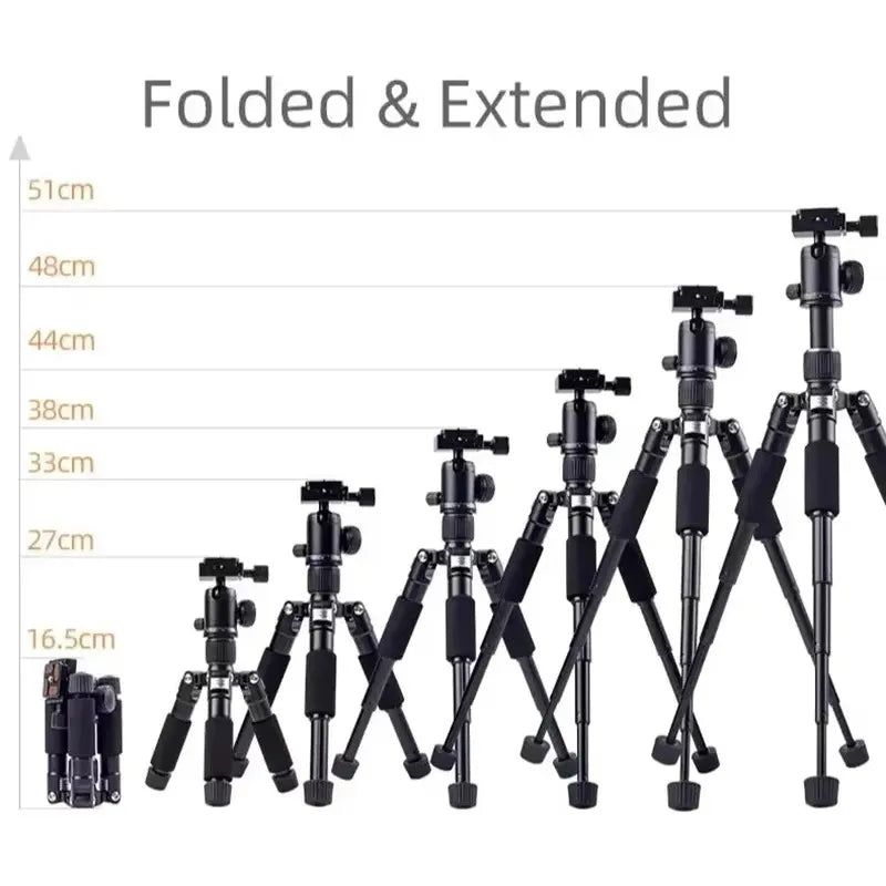 Portable tripod, lightweight travel stand, desktop video mini tripod with 360 degree ball head, suitable for outdoor travel shoo