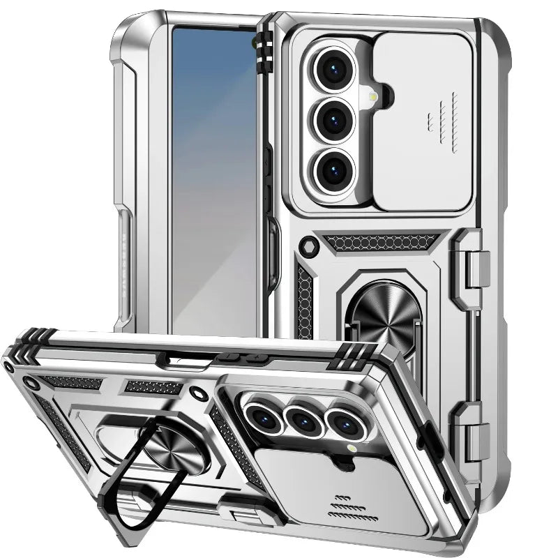 Military Heavy-duty 2IN1 Slide Camera Case For Samsung Galaxy Z Fold 7 6 5 4 Shockproof Car Magnetic Ring Stand Protective Cover