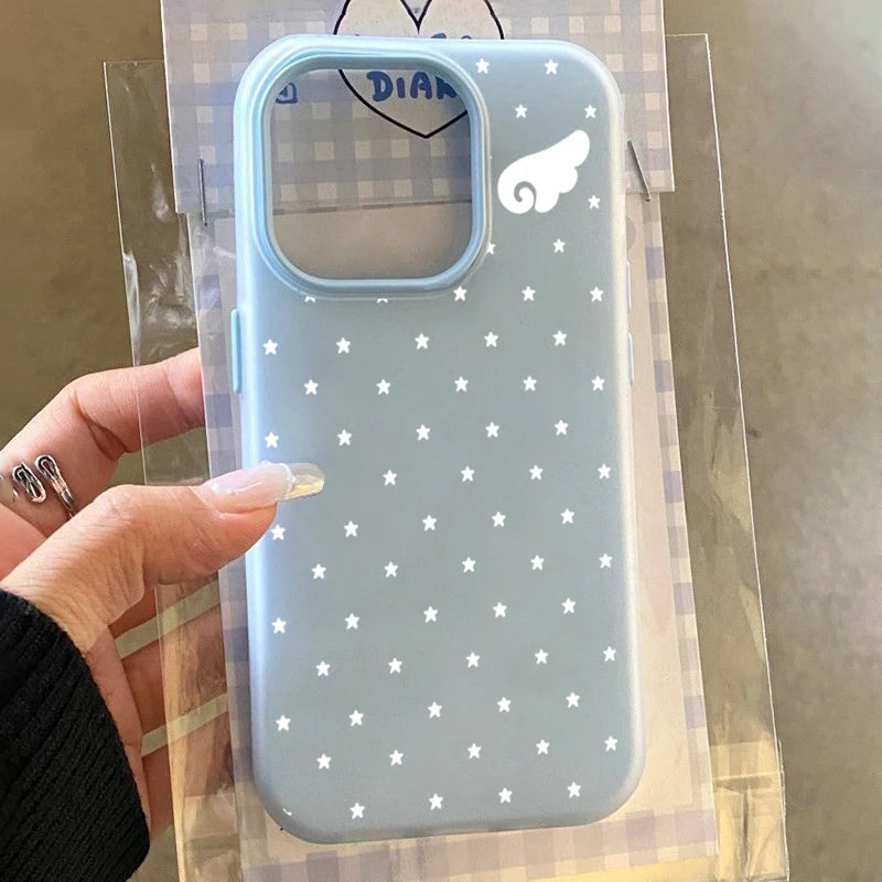 Korean Cute Aesthetics Star Angel Wings 2IN1 Phone Case For Xiaomi Redmi Note 15 14 13 12 11 Pro Plus 5G Redmi 14C 13C 4G Cover