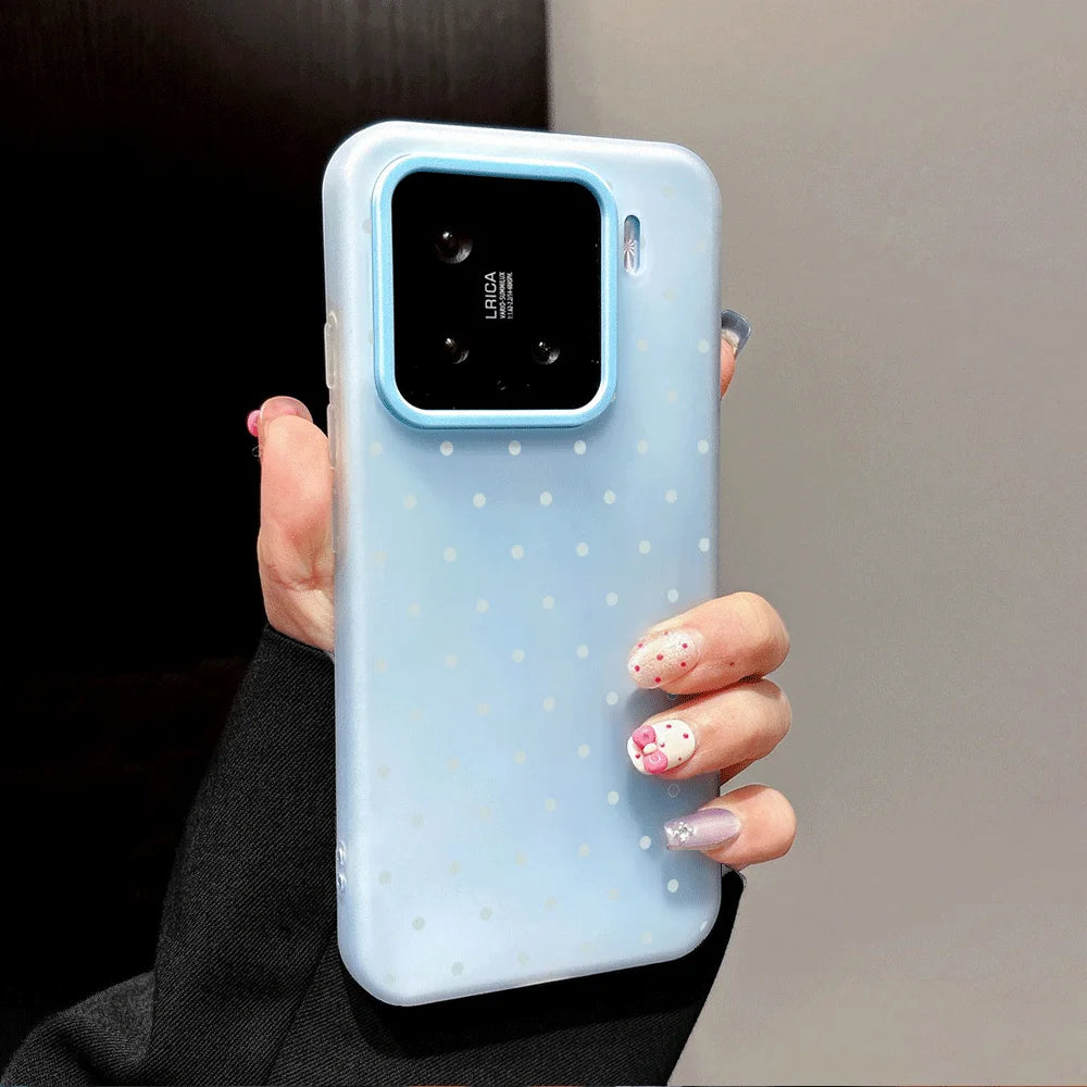 Adorable Light Blue Polka Dot Phone Case For Xiaomi Redmi Note 14 Pro 15C 14C 13C 13 Pro 12 Pro 11 10 Redmi 13 5G 4G Soft Cover