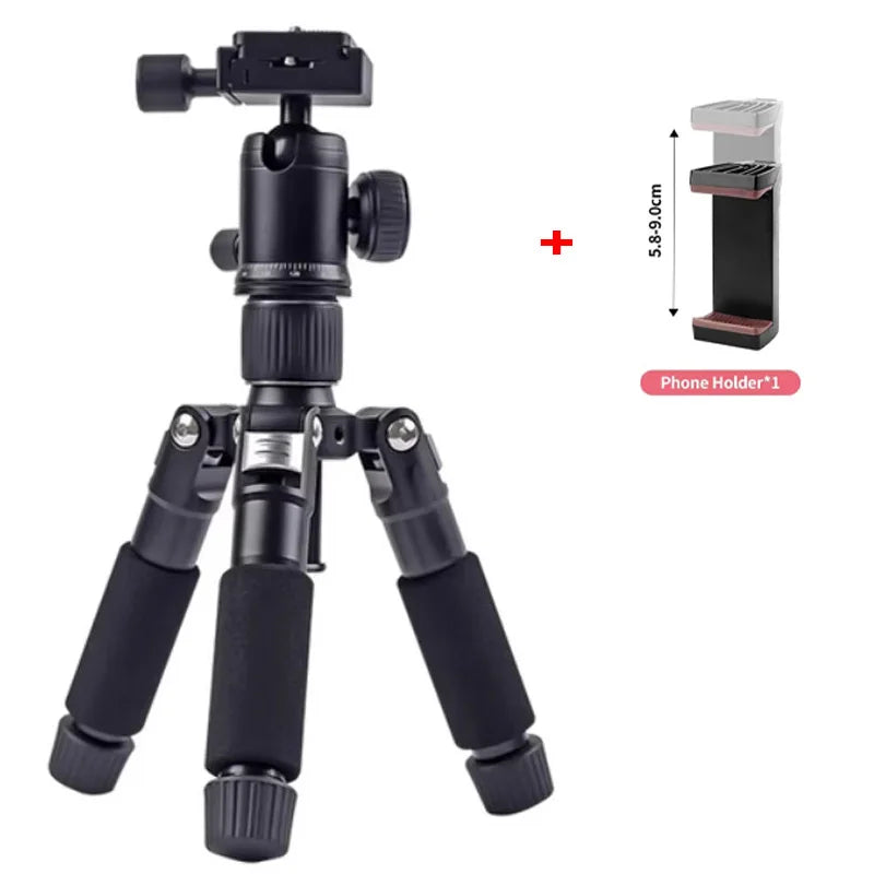 Portable tripod, lightweight travel stand, desktop video mini tripod with 360 degree ball head, suitable for outdoor travel shoo