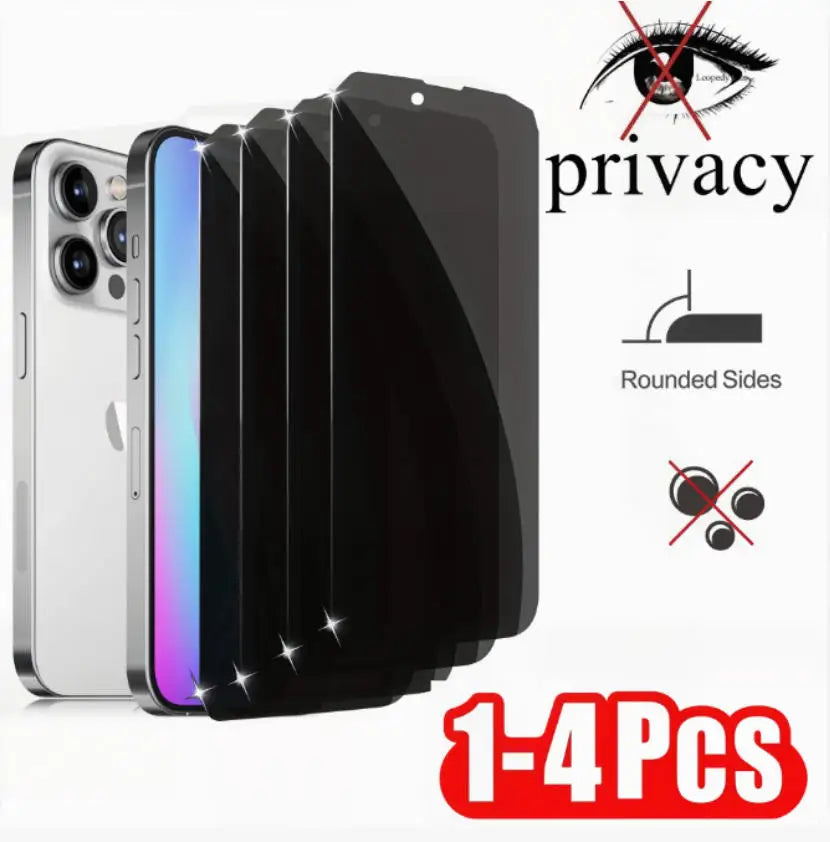 1-4PCS Anti-Peep Full Cover Screen Protector For iPhone 6-16 Series SE