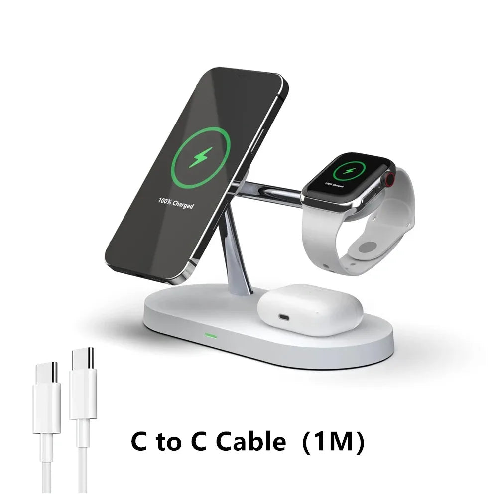 3 in 1 Magnetic Wireless Charger Stand For iPhone 12 13 14 15 16 Fast Charging Station for Apple Watch 10 9 8 7 6 5 Airpods Pro