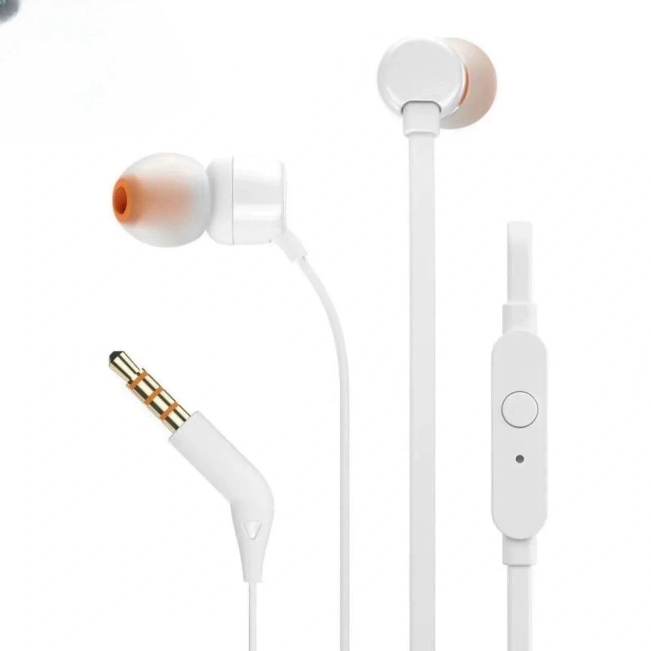 JBL T110 Wired In Ear Headphones With Mic 9mm Dynamic Driver Deep Bass Noise Isolating Soft Ear Tips  cable saver 0.3m cable
