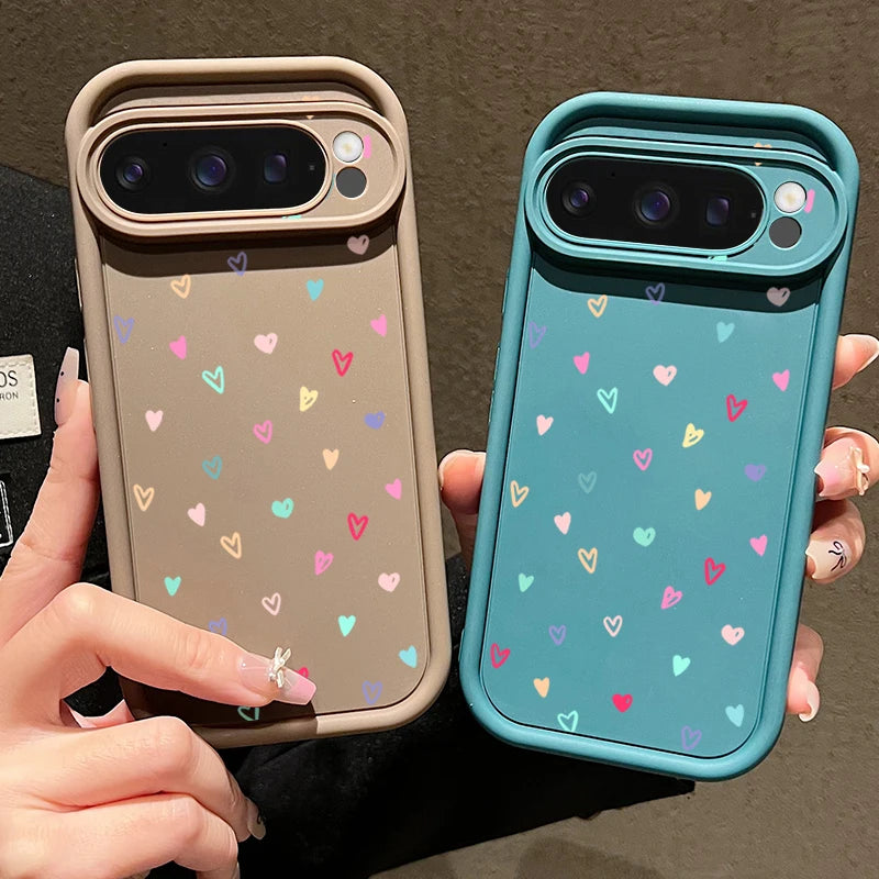 Colorful Little Hearts Soft Case For Google Pixel 10 9 8 7 Pro 9A 8A 7A Pixel 9 10 Pro XL Shockproof Solid Color TPU Phone Cover